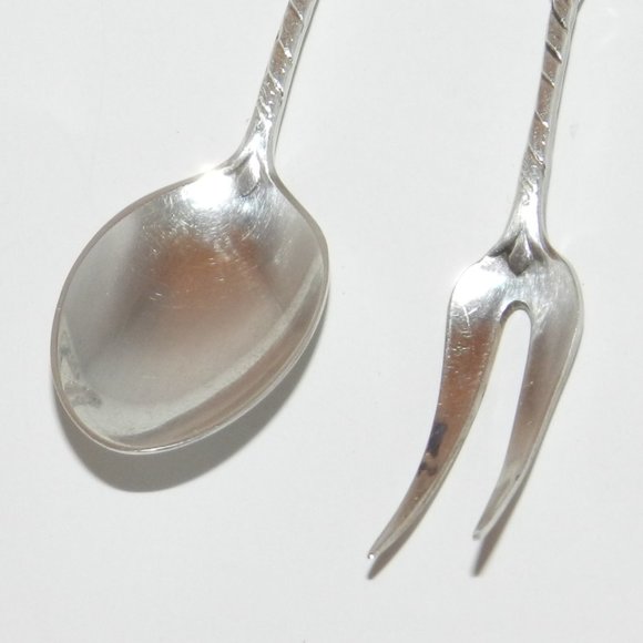 Wild Rose Nordic Trading EPNS Sweden Silver Plate Condiment Fork & Spoon Set - Picture 6 of 9